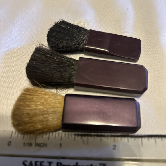 Powder Foundation Blush Brush with Plum Handle Lot Of 3 Fit Some Compacts New - Picture 2 of 5